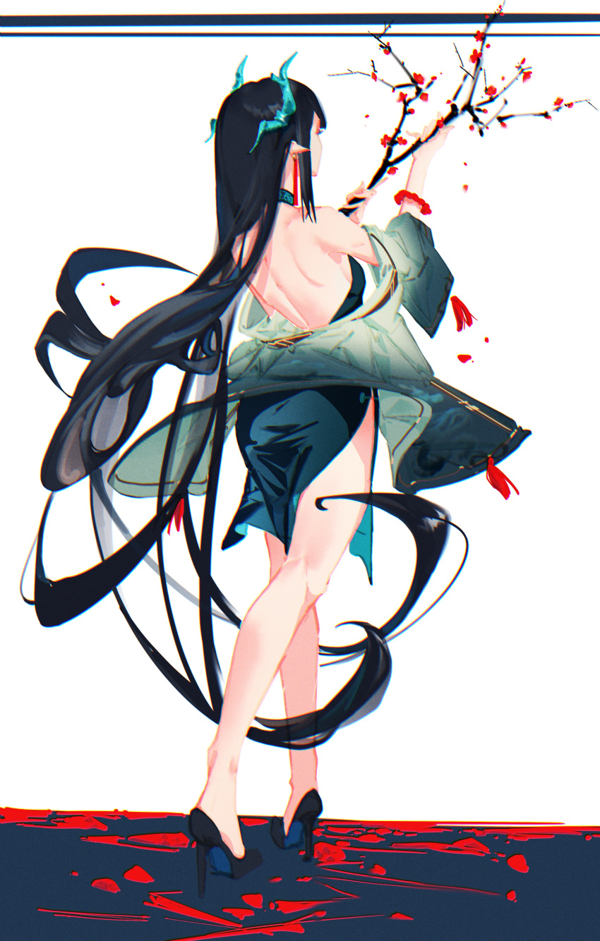 1girl, absurdres, alternate_costume, arknights, backless_dress, backless_outfit, bare_legs, bare_shoulders