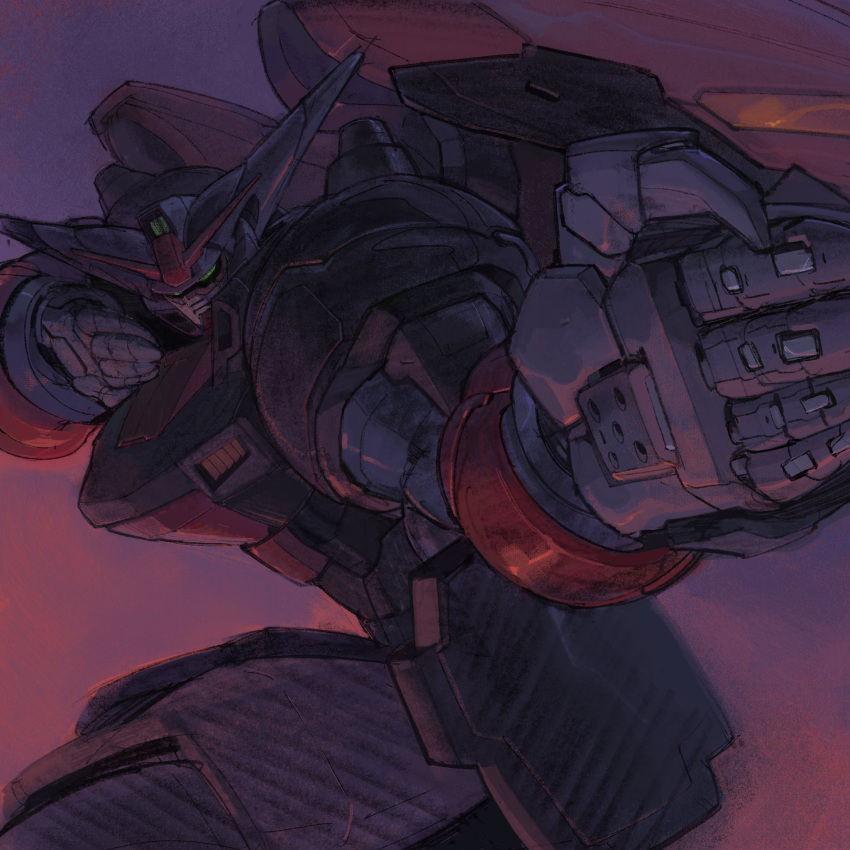 fighting_stance, g_gundam, green_eyes, gundam, highres, looking_ahead, master_gundam, mecha