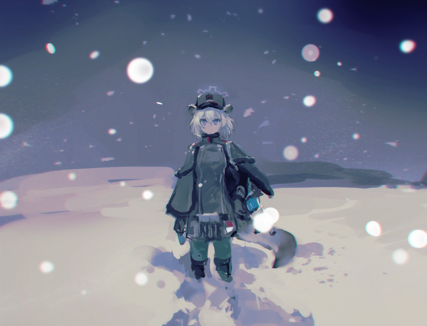 1girl, a, animal_ears, bangs, blue_archive, boots, cape, closed_mouth