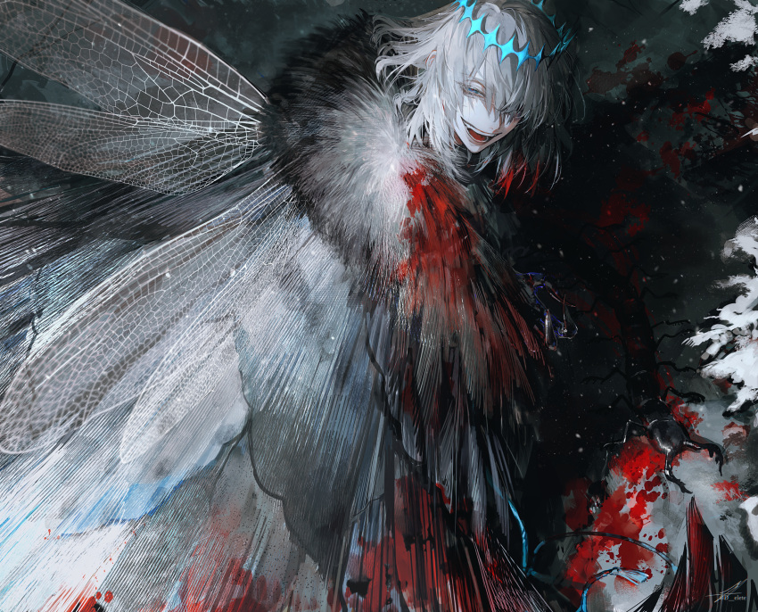 1boy, arthropod_boy, au_(d_elite), bangs, blood, blood_on_clothes, blue_eyes, bug