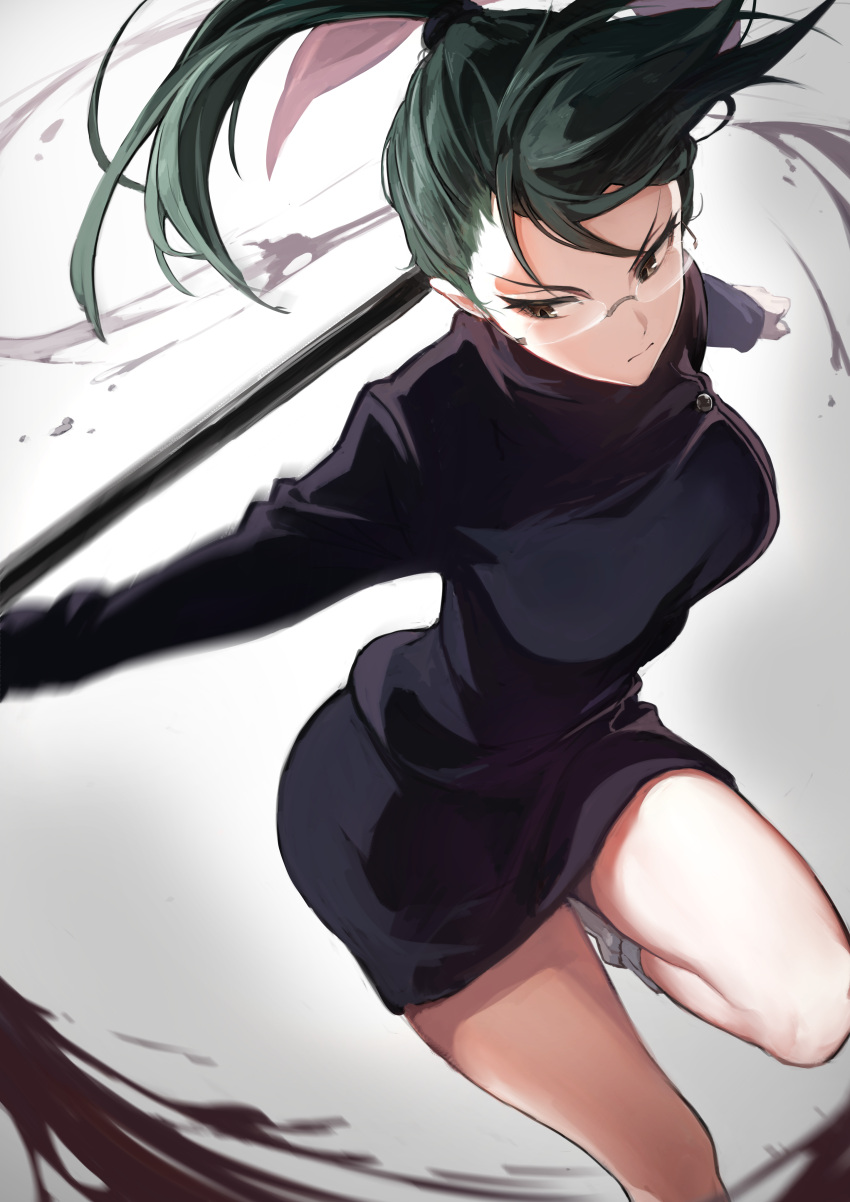 1girl, absurdres, bangs, blood, breasts, eyelashes, feet_out_of_frame, floating_hair