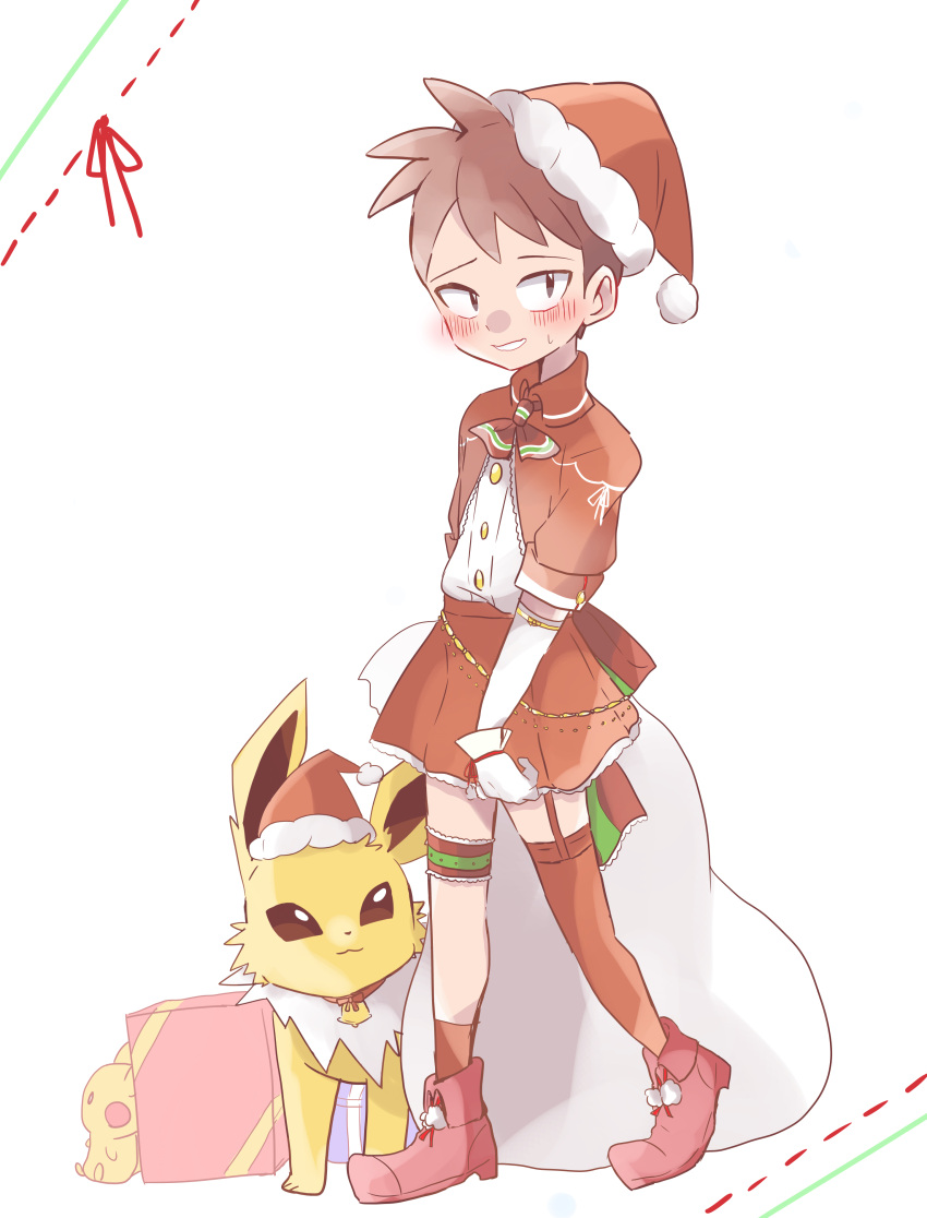1boy, absurdres, alternate_costume, bangs, blush, brown_hair, buttons, character_doll