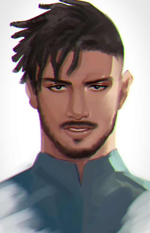 1boy, bangs, beard, black_hair, black_panther_(film), dark-skinned_male, dark_skin, facial_hair