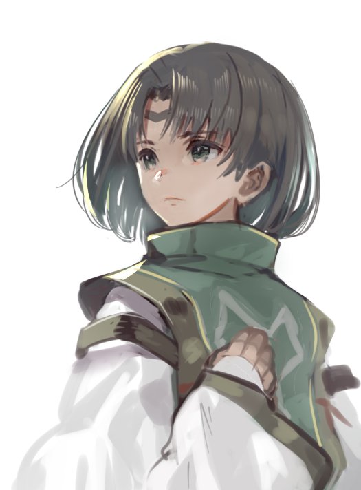 1boy, brown_eyes, brown_hair, closed_mouth, gensou_suikoden, long_sleeves, luc_(suikoden), male_focus