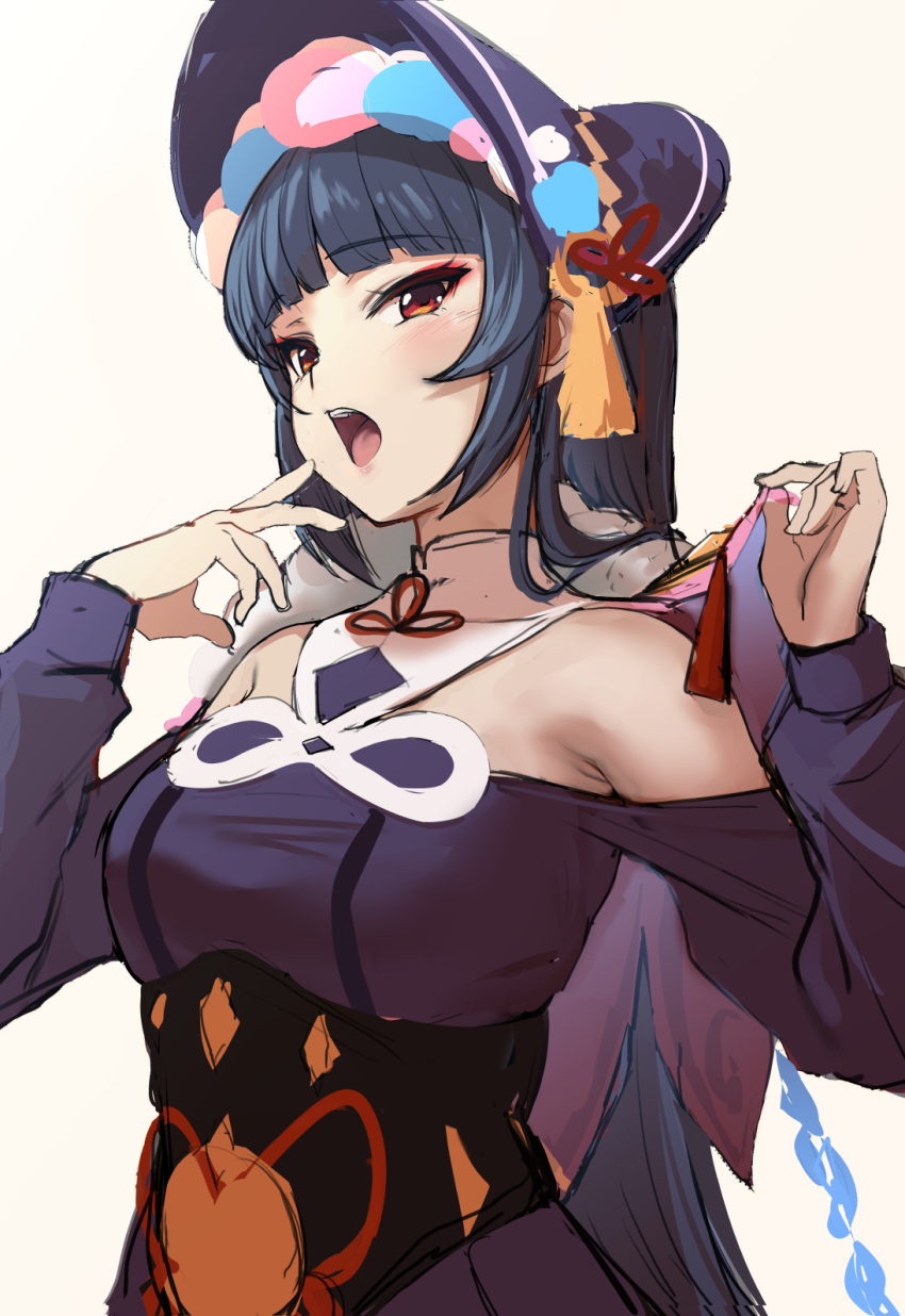 1girl, bangs, bare_shoulders, blunt_bangs, bonnet, braid, breasts, capelet