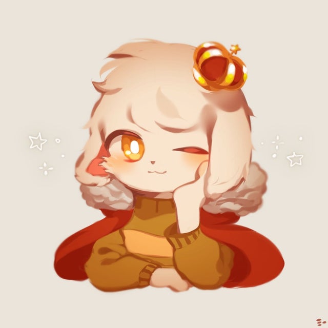 asriel_dreemurr, blue_eyes, crown, fluffy, furry, furry_male, goat, green_shirt