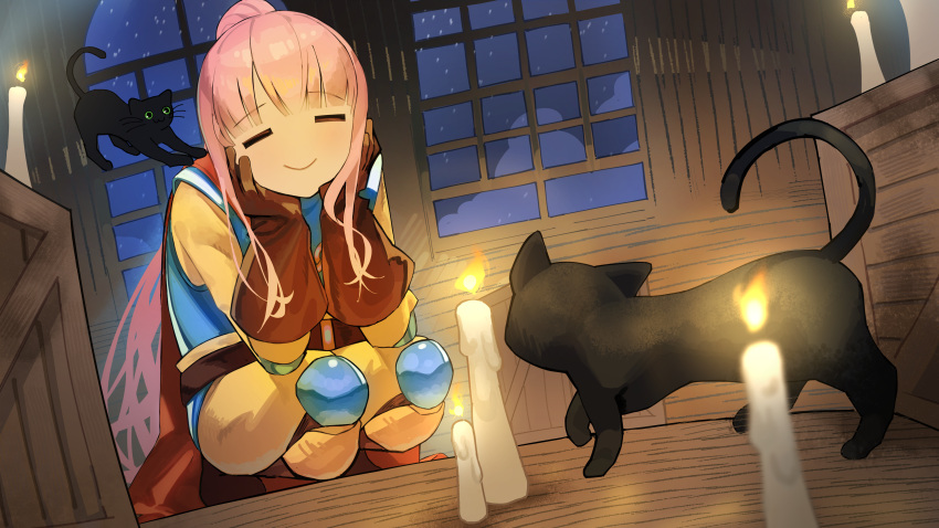 1girl, :3, =_=, absurdres, animal, armor, belt, black_cat