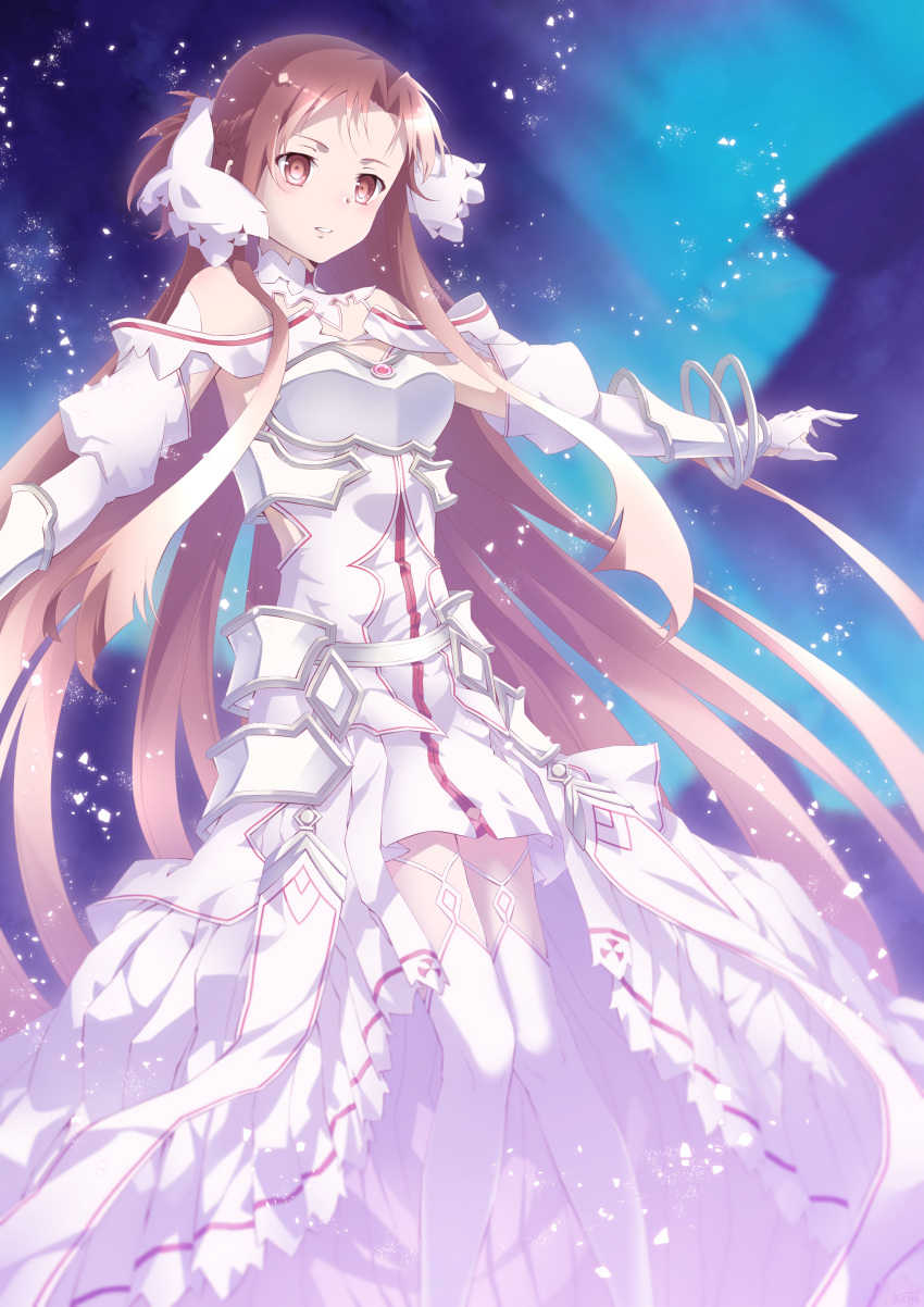 1girl, absurdres, armor, armored_dress, asuna_(stacia), breastplate, brown_eyes, brown_hair