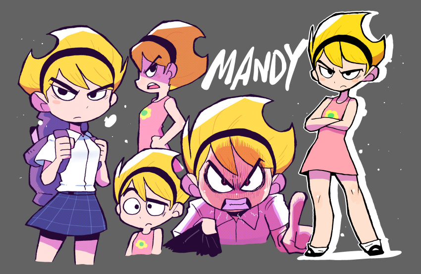 1girl, absurdres, angry, backpack, bag, black_eyes, black_footwear, black_hairband