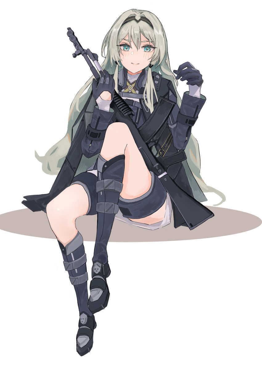 1girl, absurdres, an-94, an-94_(girls'_frontline), aqua_eyes, arm_up, assault_rifle, bangs