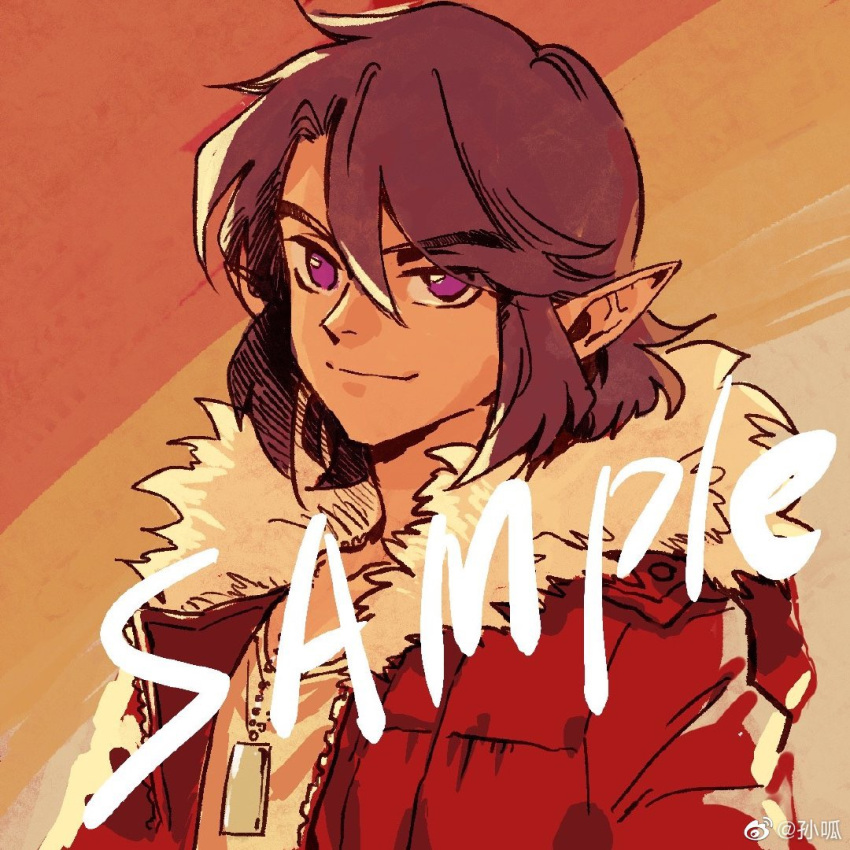 1boy, coat, eyebrows_visible_through_hair, fur_trim, guagua_sun, hair_between_eyes, jewelry, lanxi_zhen