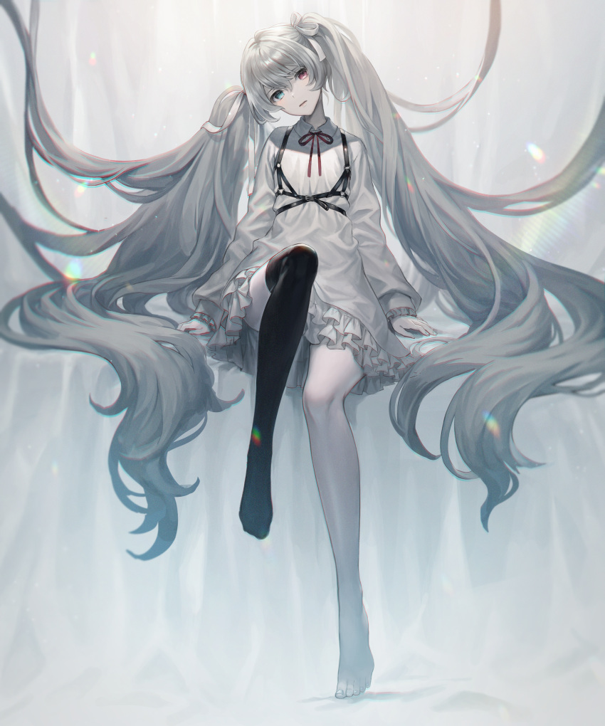 1girl, 25-ji_miku, absurdres, bangs, blue_eyes, chest_harness, closed_mouth, commentary