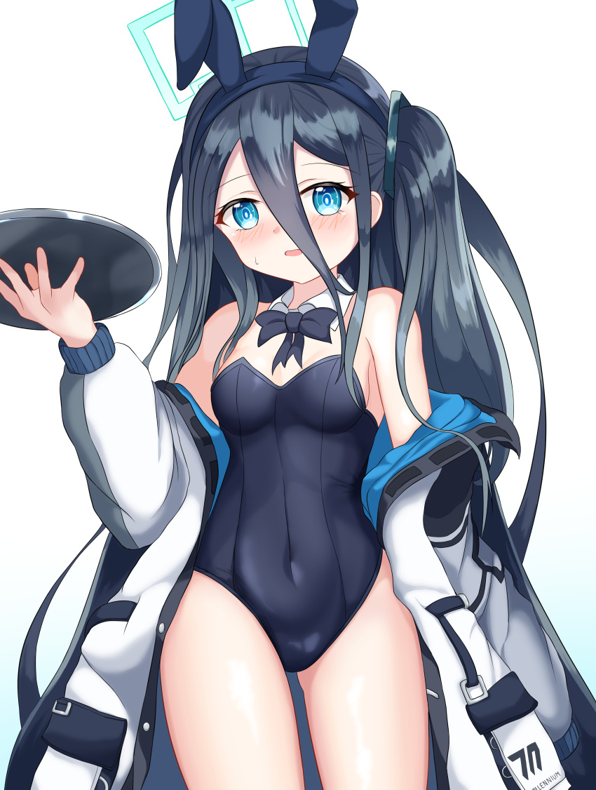 1girl, absurdly_long_hair, absurdres, animal_ears, arisu_(blue_archive), black_bow, black_bowtie, black_leotard