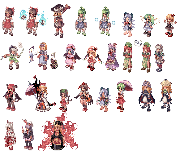 6+girls, ahoge, alice_margatroid, animal_ears, apron, ascot, bangs, barefoot