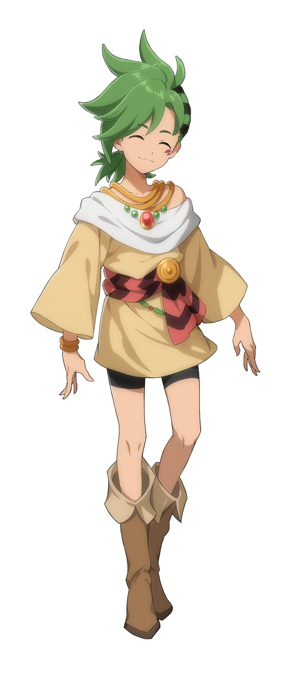 1boy, bike_shorts, boots, bracelet, closed_eyes, facial_mark, full_body, green_hair