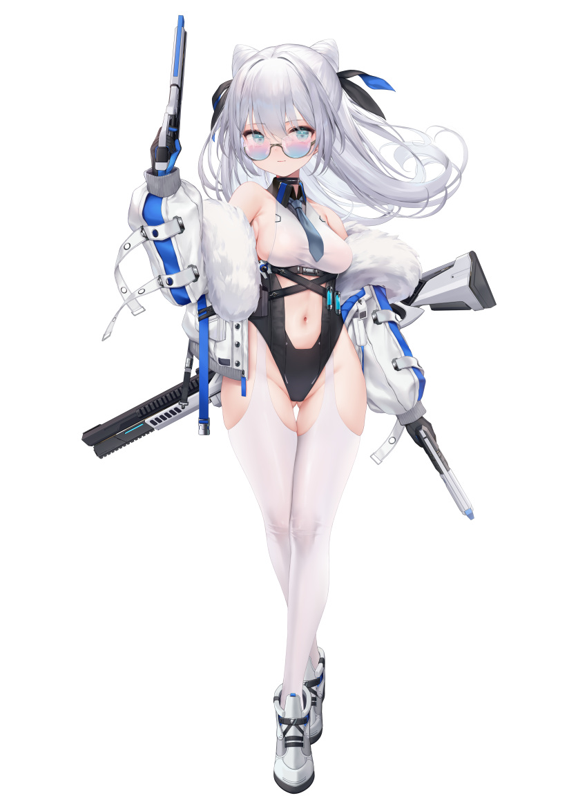 1girl, absurdres, armpit_crease, ass_visible_through_thighs, bare_shoulders, belt, black_choker, black_leotard