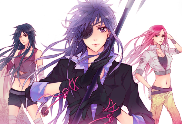 adult, belt, bianchi, black_hair, blue_eyes, blue_hair, brown_eyes, chrome_dokuro