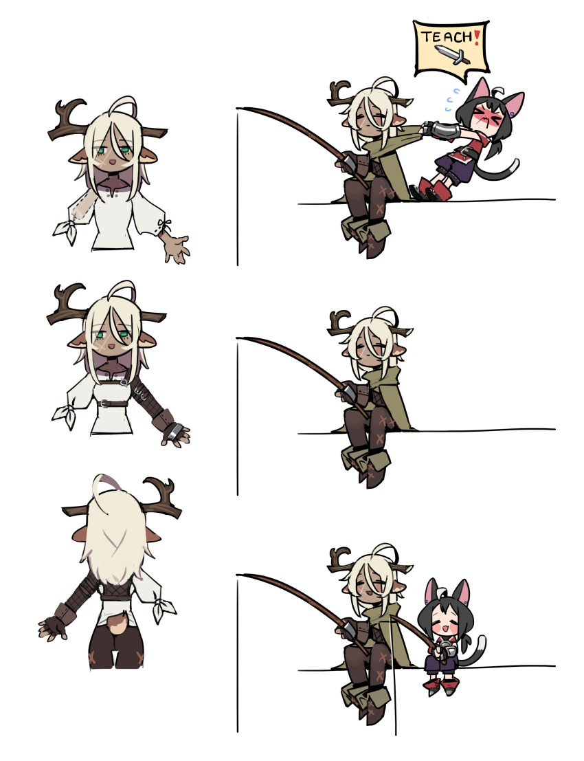 >_<, 2girls, :d, absurdres, ahoge, amputee, animal_ears, black_hair