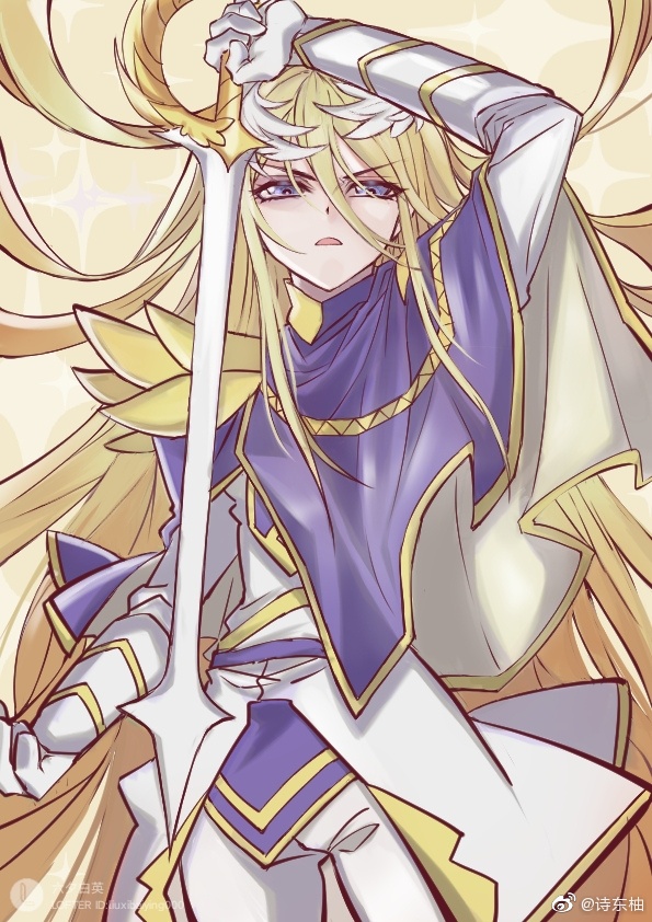 1girl, blonde_hair, blue_eyes, crossdressing, douluo_dalu, impersonation, long_hair, looking_at_viewer