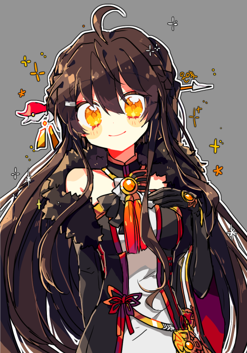 1girl, ara_haan, black_hair, collar, dress, elsword, eo_(dj0513), hair_between_eyes