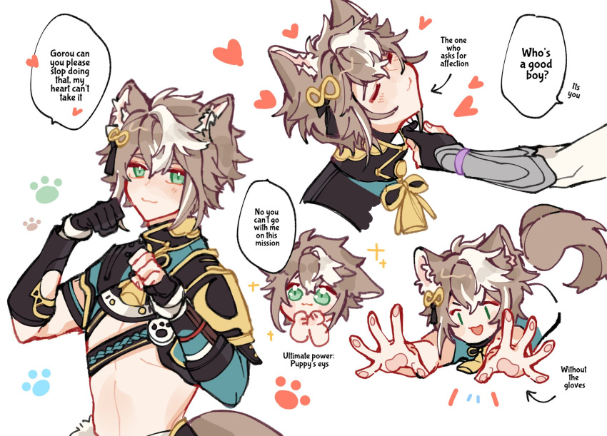 1boy, :3, animal_ears, armor, arms_at_sides, arms_up, arrow_(symbol), bangs