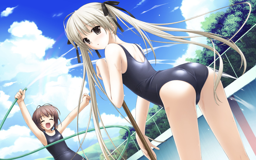 hashimoto_takashi, kasugano_sora, school_swimsuit, sphere, swimsuit, wallpaper, yosuganosora