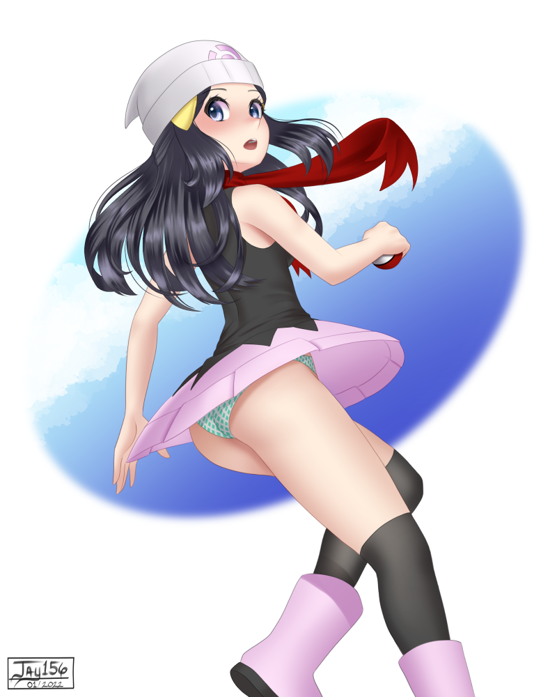 1girl, beanie, black_hair, black_legwear, black_shirt, blush, boots, commentary