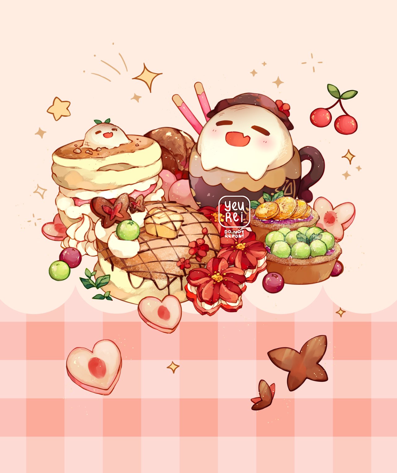 bug, butter, butterfly, cherry, chocolate, commentary, cup, dessert