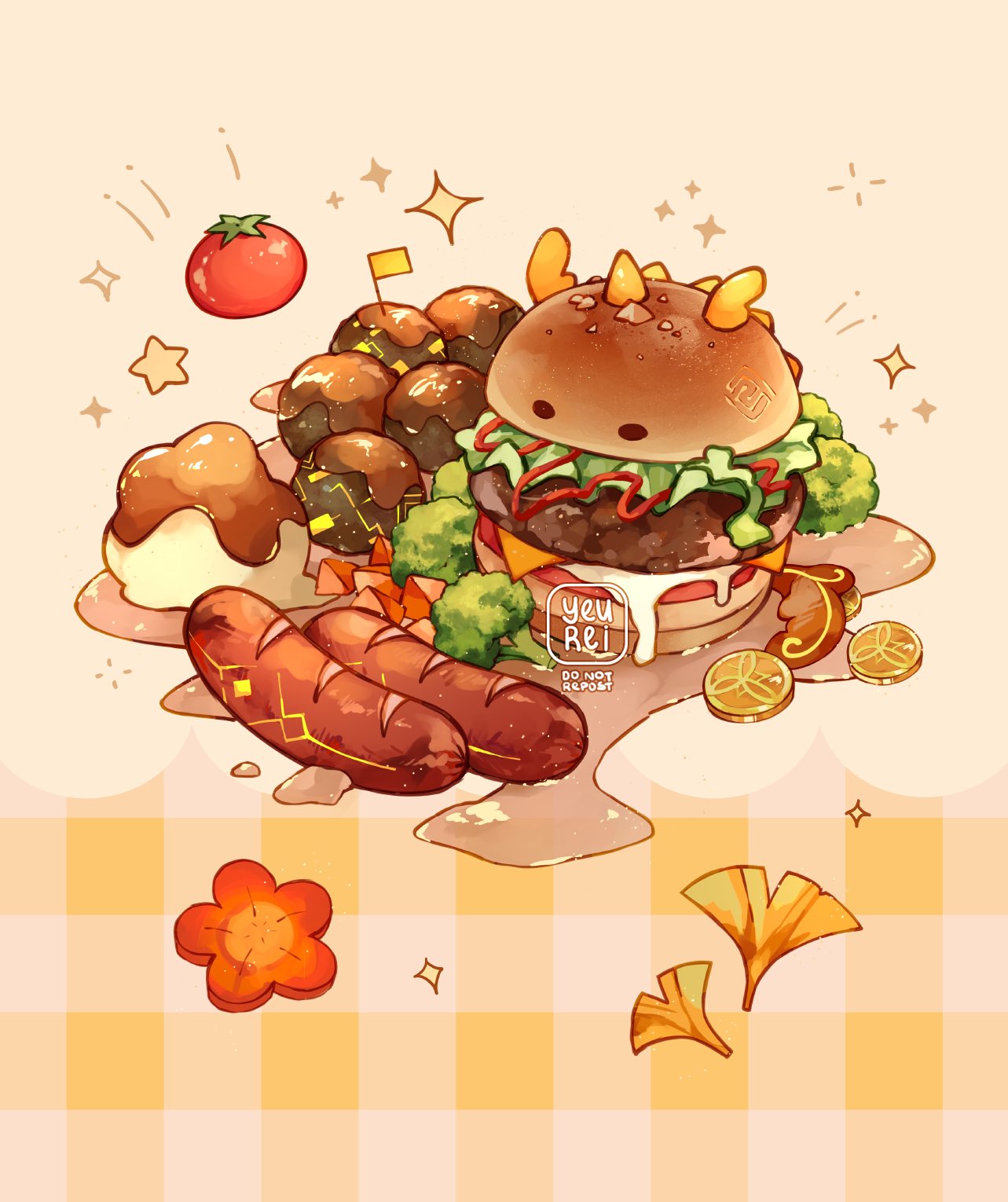 broccoli, burger, carrot, cheese, coin, commentary, english_commentary, flag