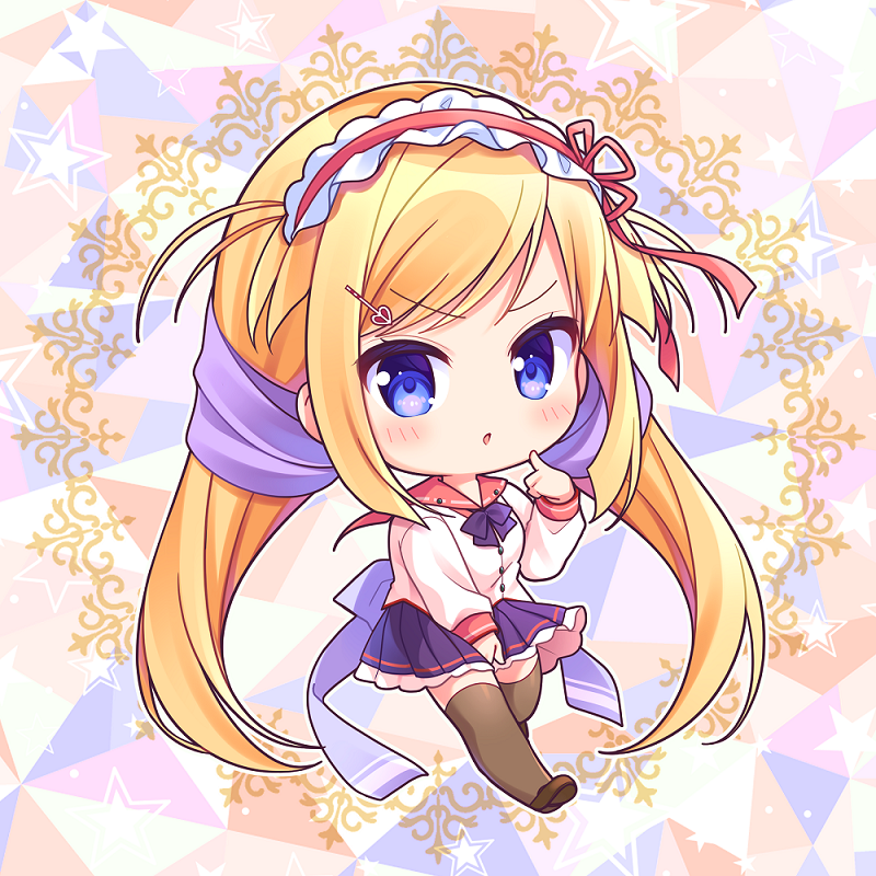 1girl, :o, blonde_hair, blue_eyes, blush, bow, brown_footwear, brown_legwear
