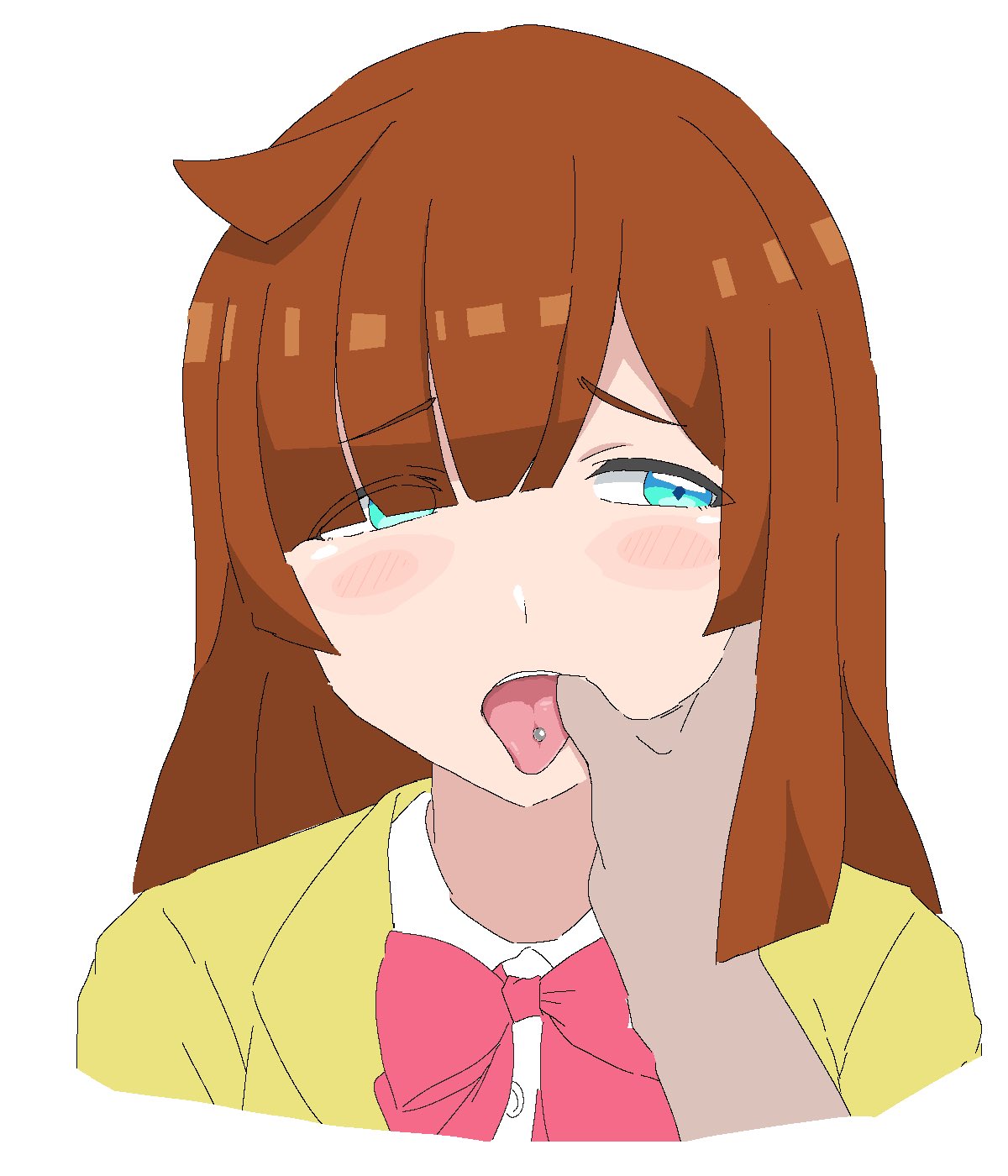 1boy, 1girl, ahoge, aqua_eyes, bangs, blunt_bangs, blush, bow