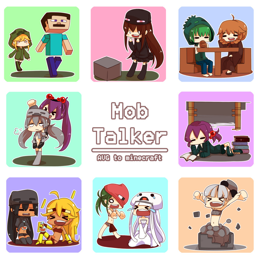 >_<, >o<, 2boys, 6+girls, :d, absurdres, ander_(at2.), at2.
