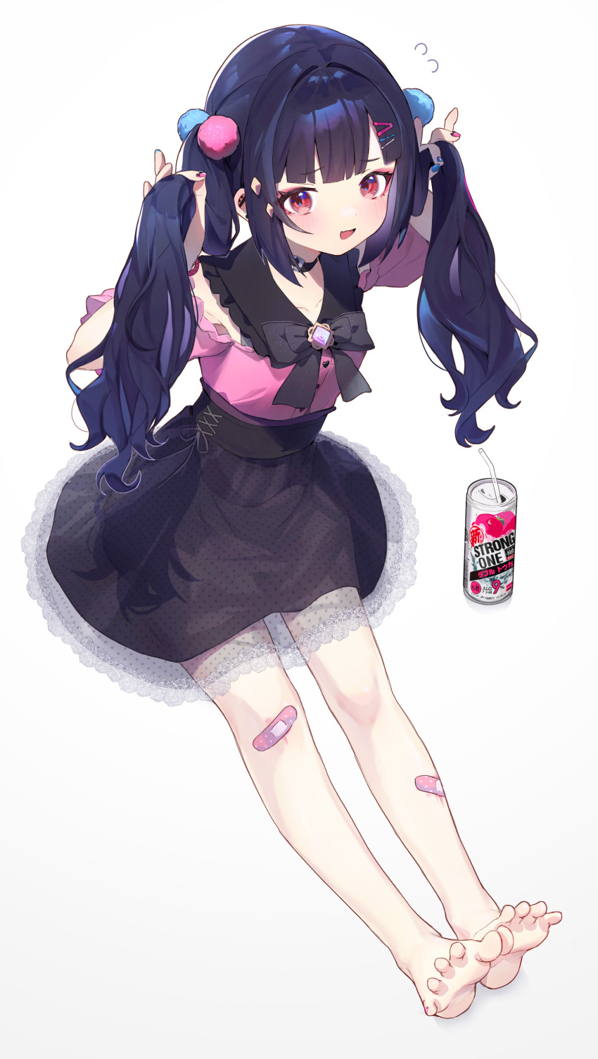 1girl, absurdres, alternate_costume, alternate_hairstyle, bandaid, bandaid_on_knee, bandaid_on_leg, bangs