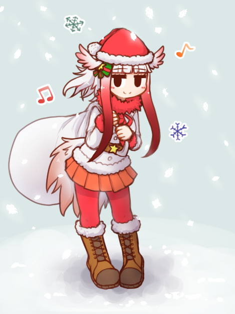1girl, alternate_costume, aticotta, bangs, black_eyes, blunt_bangs, blush, boots