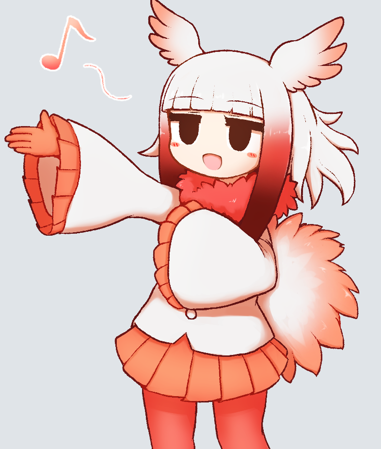 1girl, aticotta, blush, eyebrows_visible_through_hair, gloves, gradient_hair, head_wings, japanese_crested_ibis_(kemono_friends)