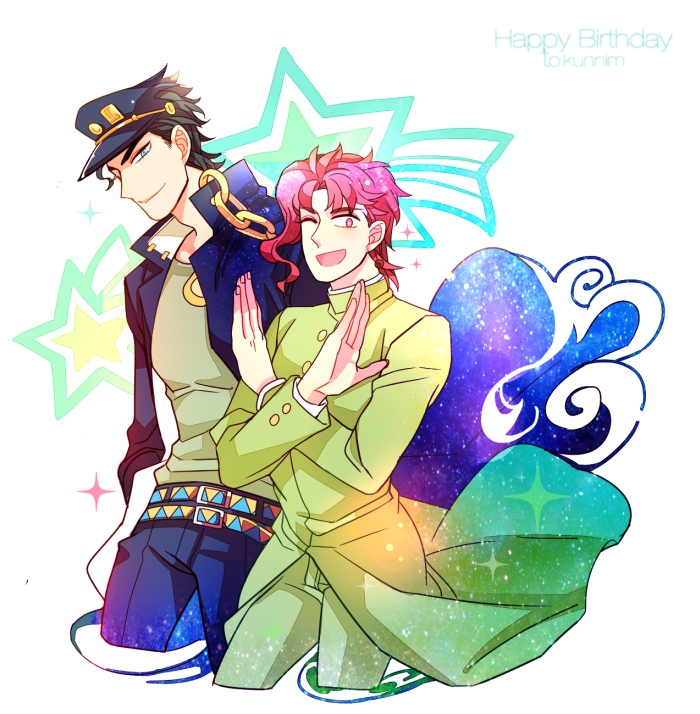 2boys, akiae_(hayj14), black_hair, earrings, gakuran, jewelry, jojo_no_kimyou_na_bouken, kakyoin_noriaki