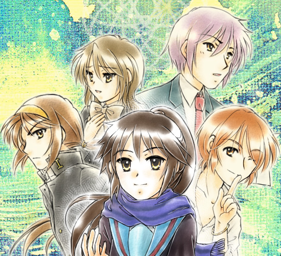 asahina_mitsuru_(adult), asahina_mitsuru_(big), brown_eyes, brown_hair, cardigan, genderswap, koizumi_itsuki_(female), kyonko