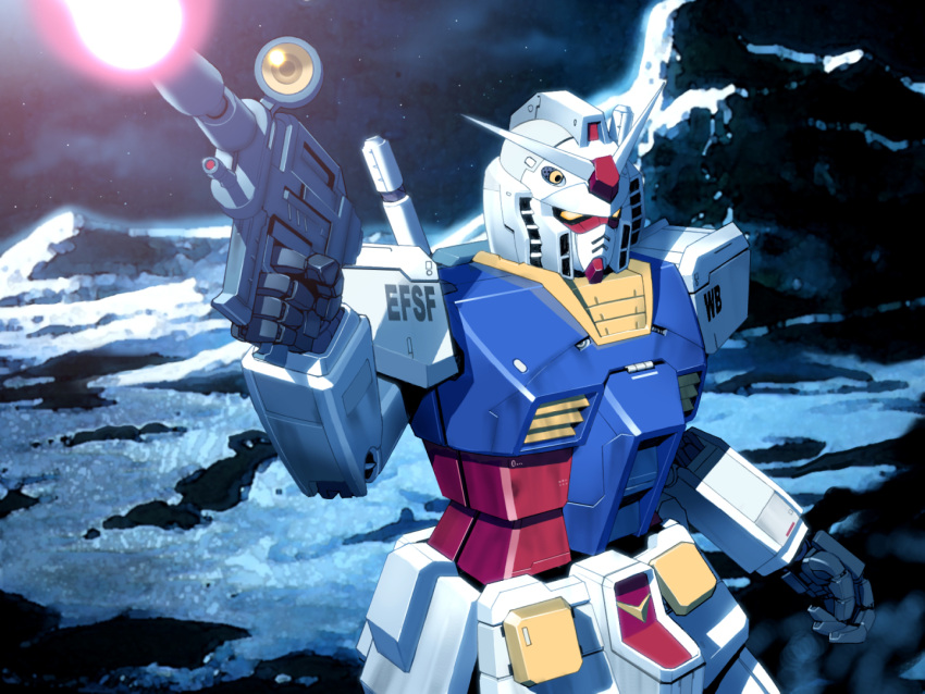 anaheim_girl's_love_story, beam_rifle, energy_gun, firing, game_cg, gun, gundam, holding