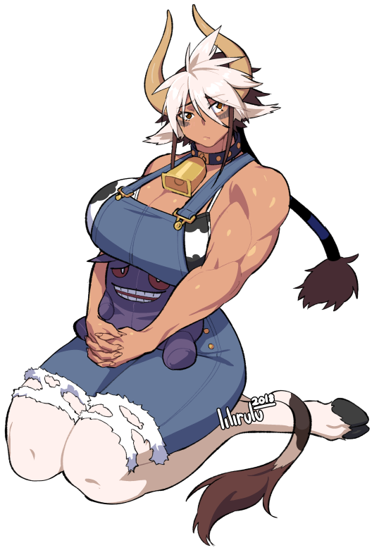 1girl, animal_ears, animal_print, bell, biceps, body_fur, breasts, brown_eyes