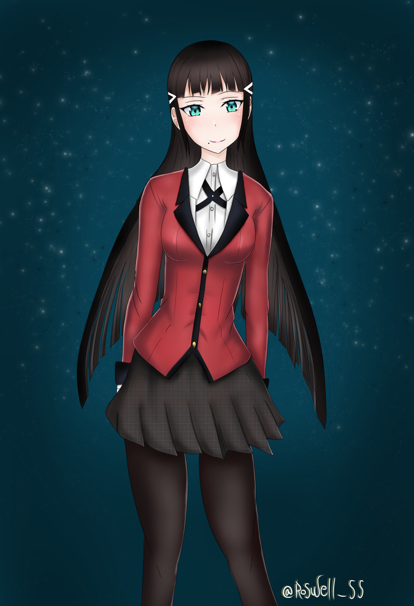 1girl, absurdres, alternate_costume, aqua_eyes, black_hair, blush, breasts, cosplay