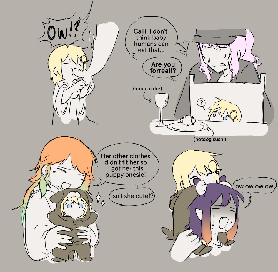 age_regression, animal_costume, bangs, biting, blonde_hair, blue_eyes, blunt_bangs, blush