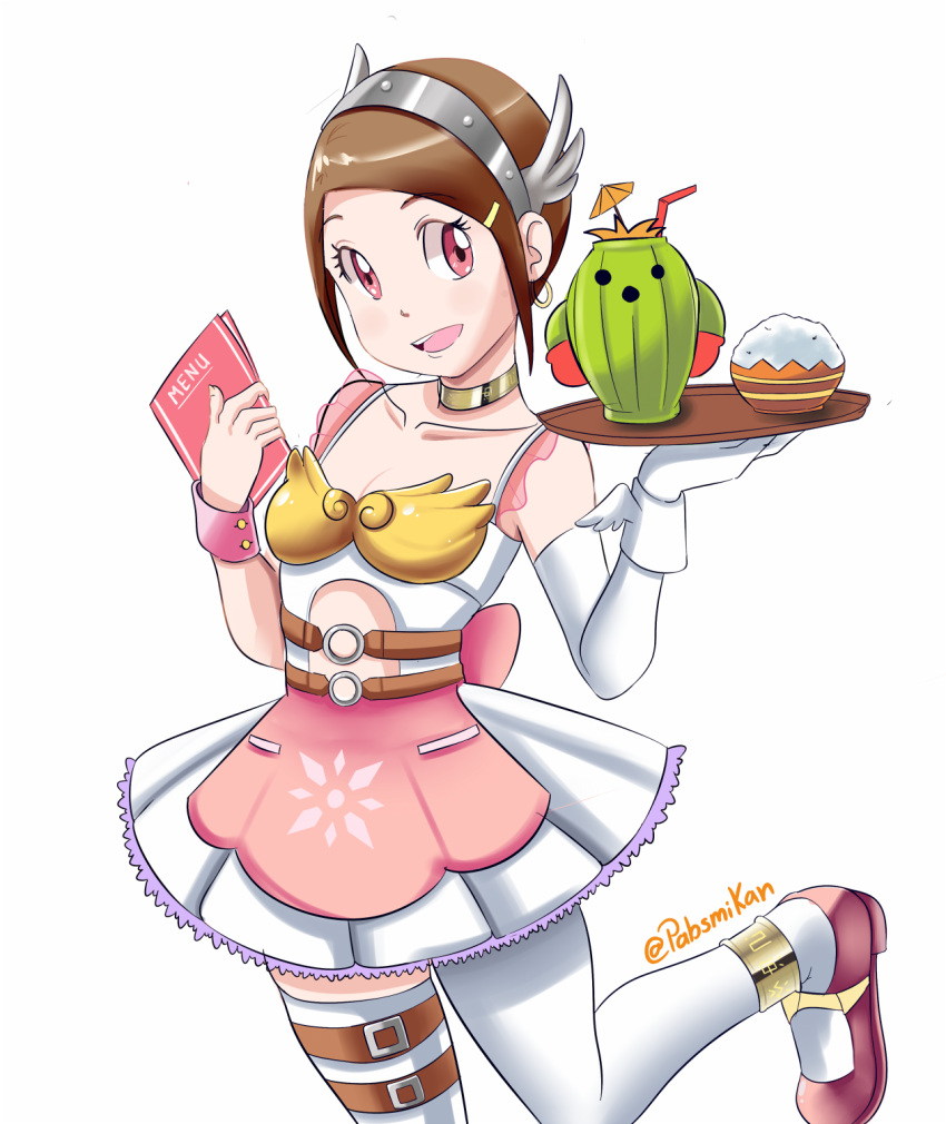 angewomon, brown_hair, cutting_hair, digimon, digimon_adventure_02, highres, maid, pabsmikan