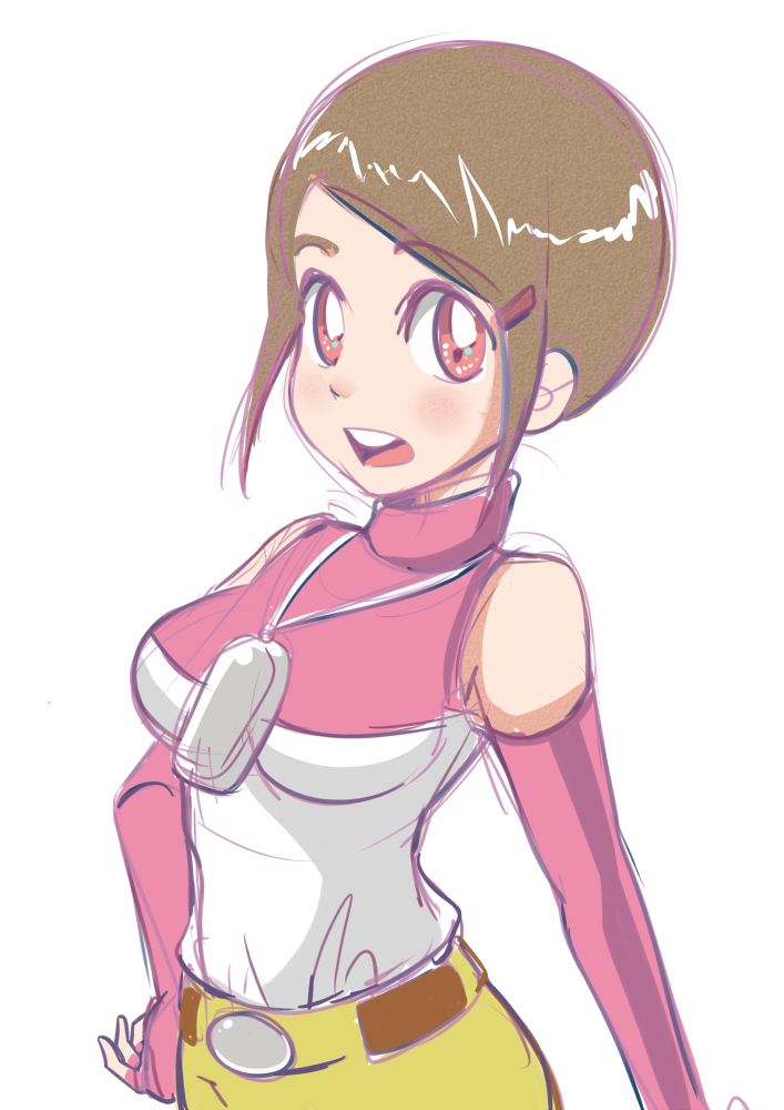 breasts, brown_hair, cutting_hair, digimon, digimon_adventure_02, pabsmikan, yagami_hikari
