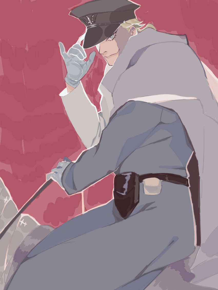 1boy, blonde_hair, blue_eyes, diego_brando, gloves, hat, highres, horse