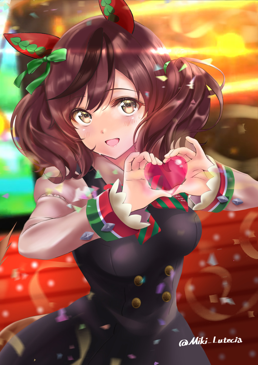 1girl, absurdres, animal_ears, blurry, blurry_background, breasts, brown_eyes, commentary_request