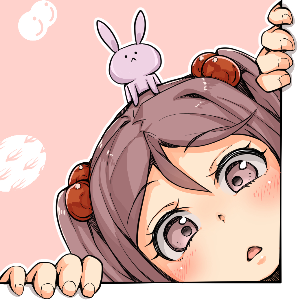 1girl, blush, eyebrows_visible_through_hair, face, hair_between_eyes, hair_bobbles, hair_ornament, kantai_collection