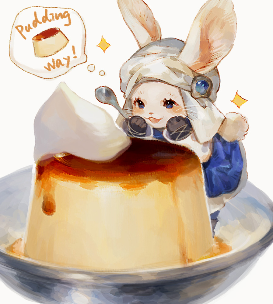 1other, :3, ambiguous_gender, animal_ears, black_gloves, blue_dress, blue_eyes, bowl