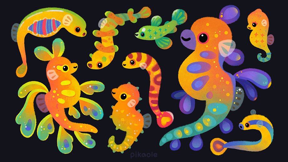 animal, animal_focus, artist_name, black_background, black_eyes, closed_mouth, eel, fins