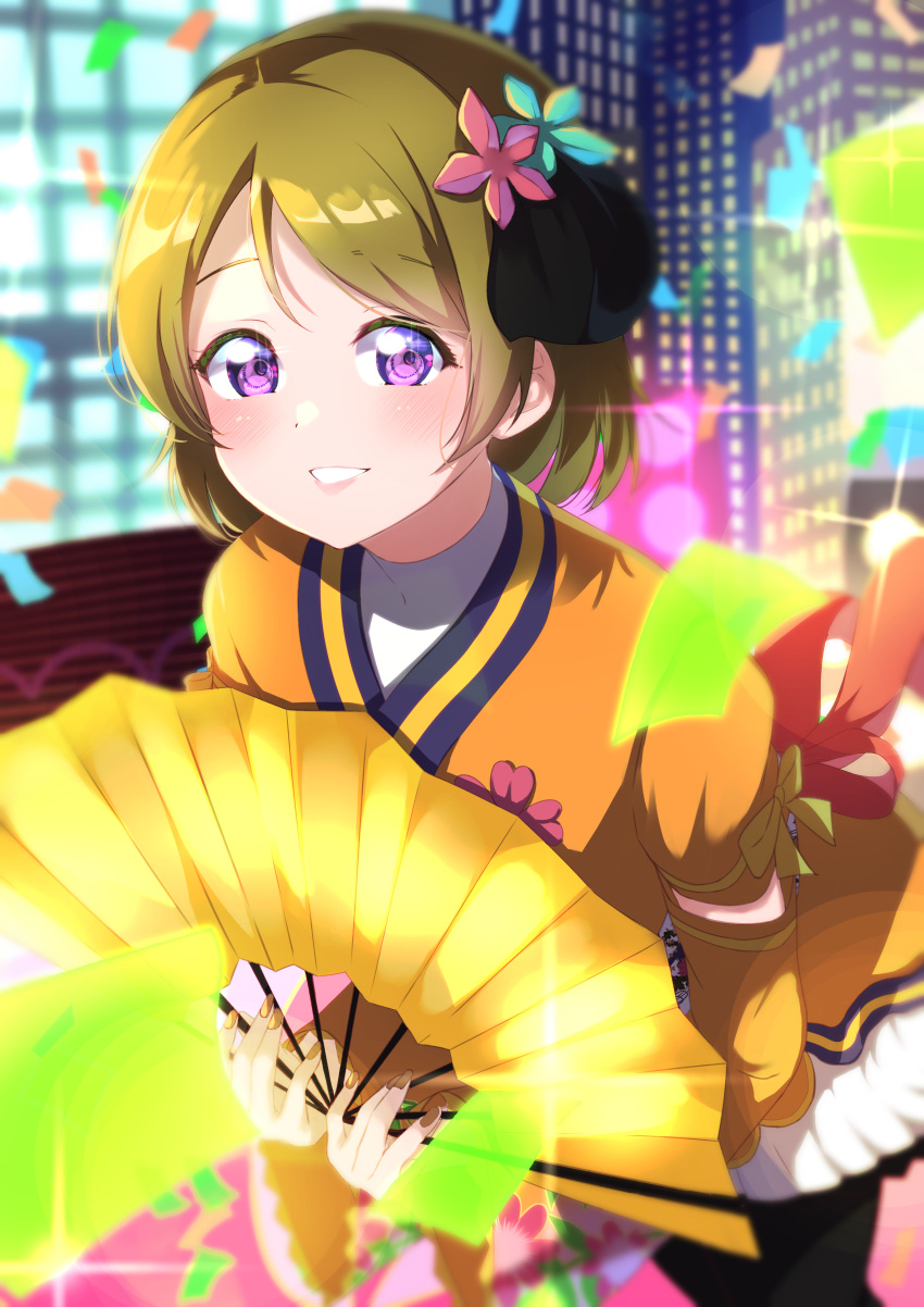 1girl, absurdres, angelic_angel, commentary_request, detached_sleeves, flower, hair_flower, hair_ornament
