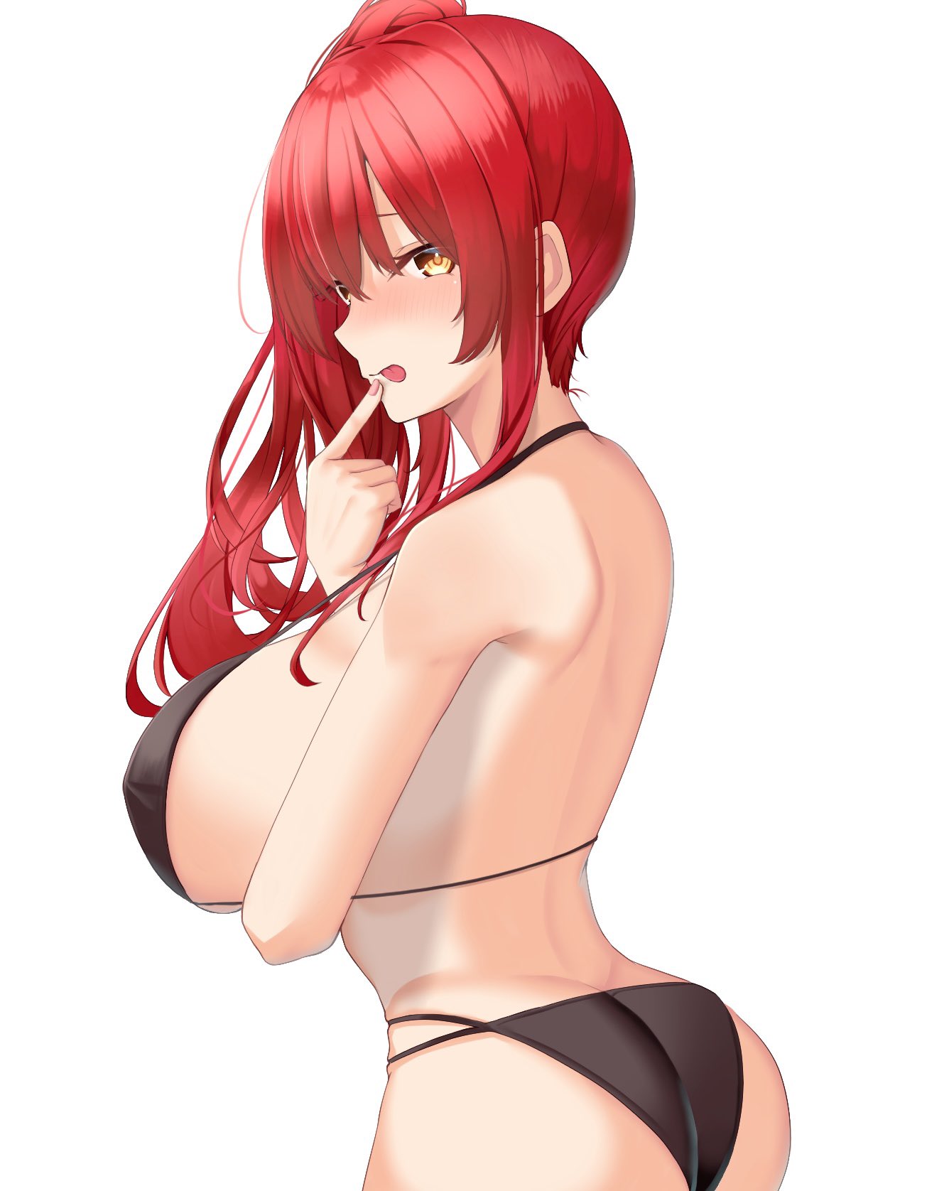 1girl, arm_under_breasts, ass, azur_lane, bikini, black_bikini, breasts, from_side